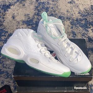 Reebok White and Mint High-Top Sneakers